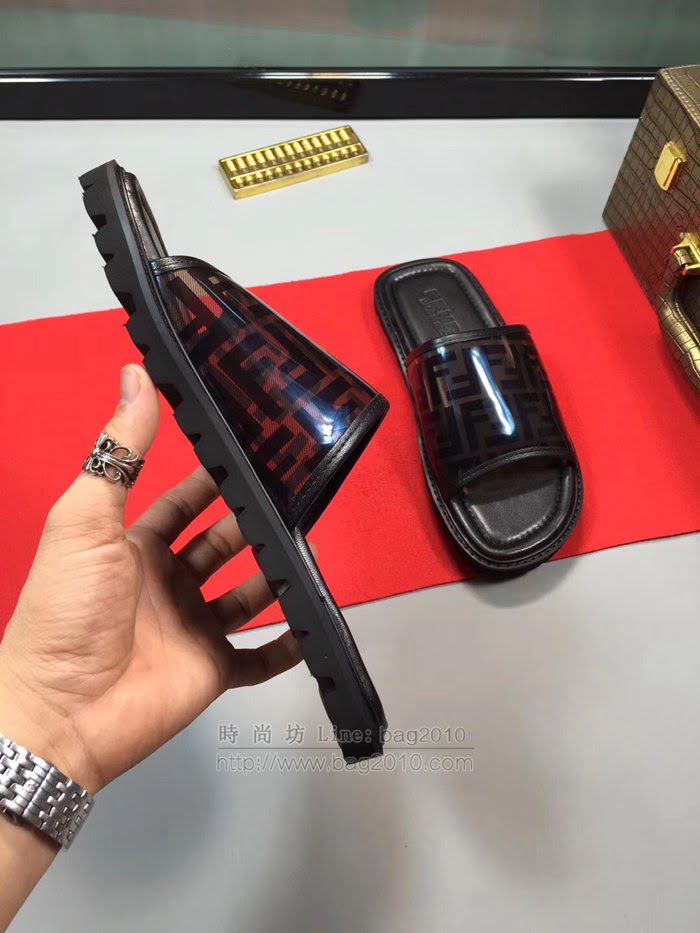 FENDI男鞋 2019新款 芬迪牛皮鞋 男士時尚休閒拖鞋  jpx2046